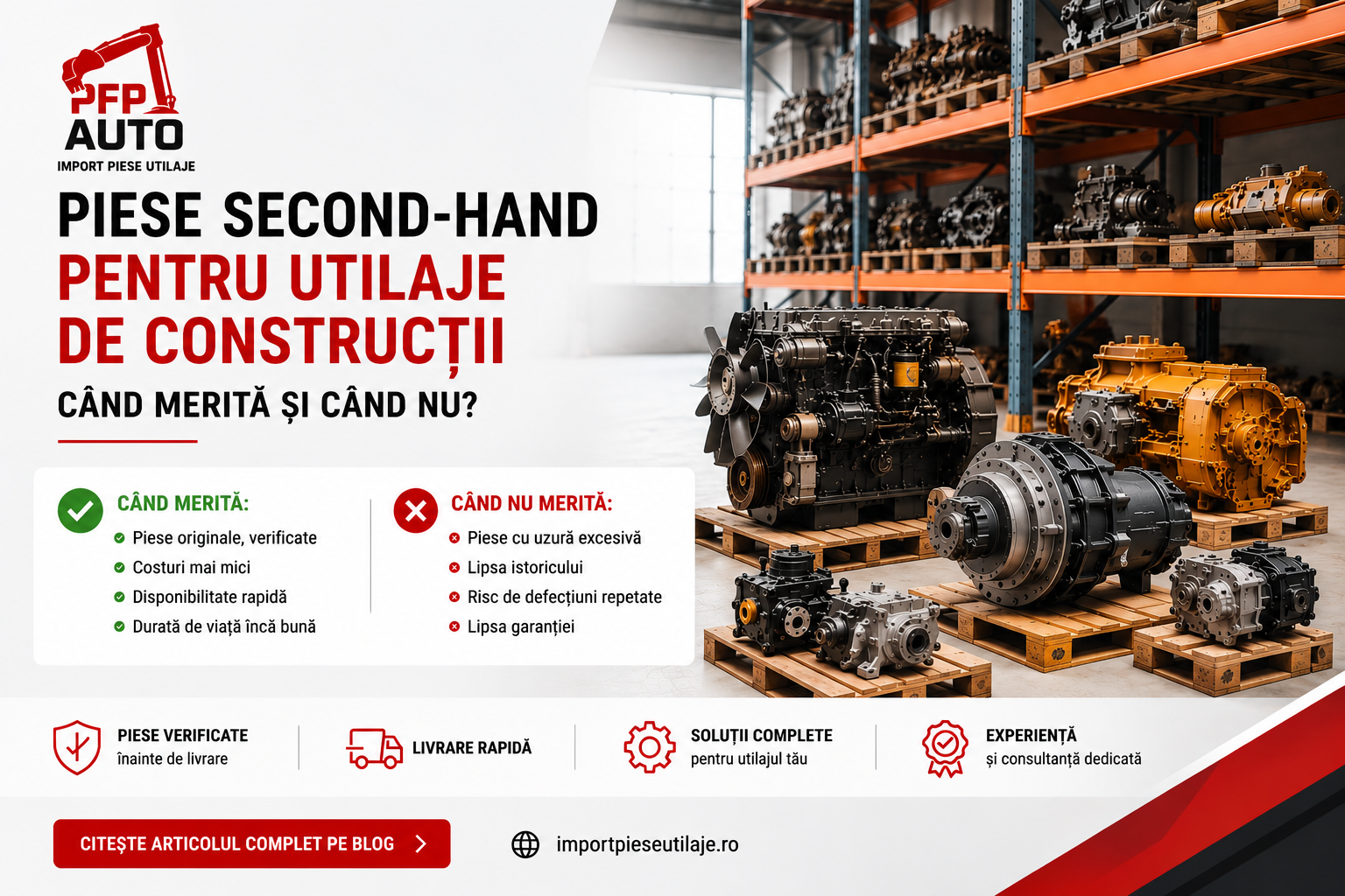 Piese second-hand pentru utilaje de construcții: Când merită și când nu?